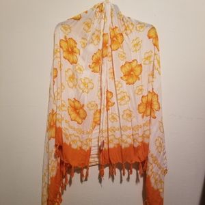 Hawaiian hibiscus flower sarong swim cover up
